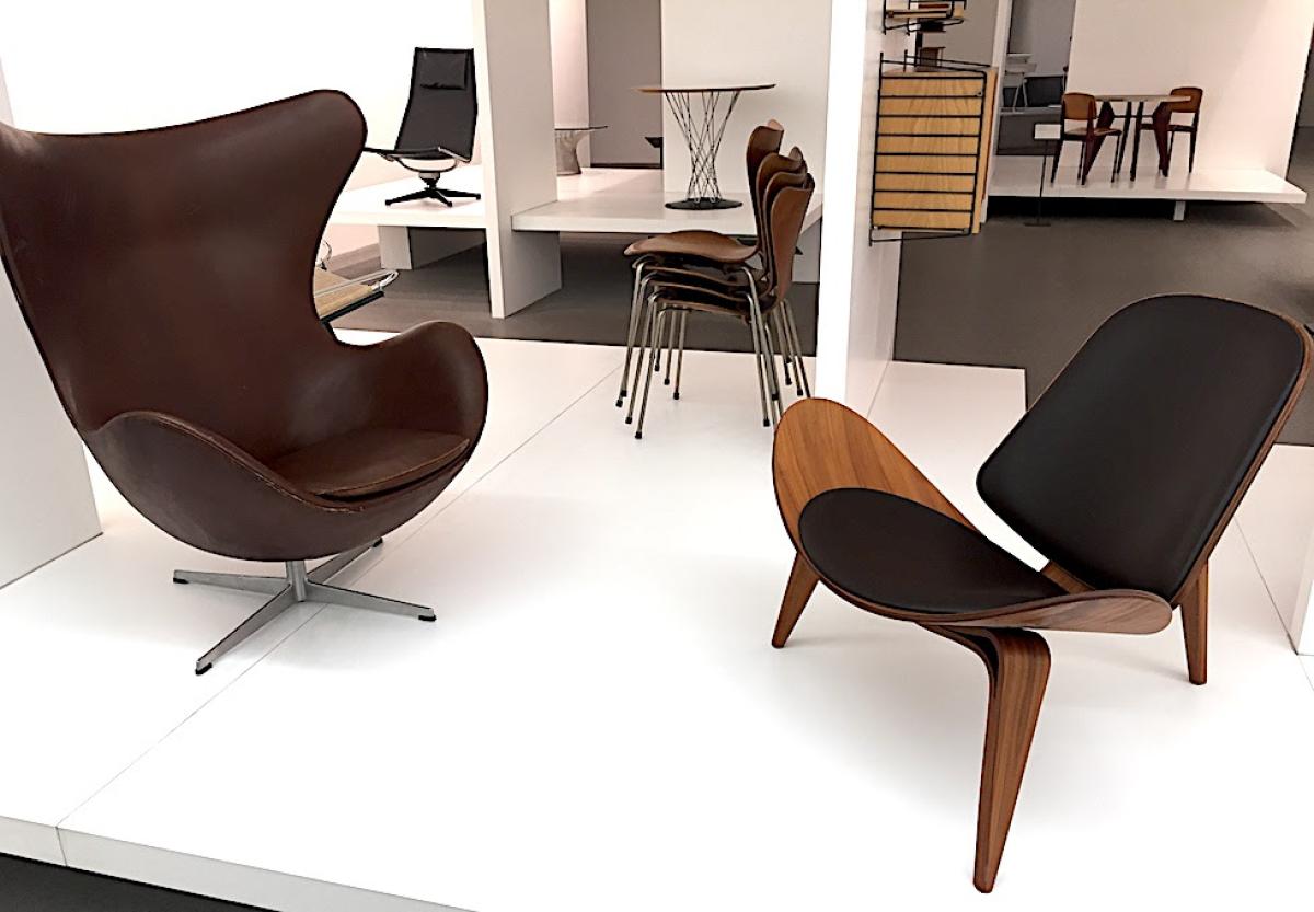 Shell chair by Hans Wegner c. 1963 - on right side of picture