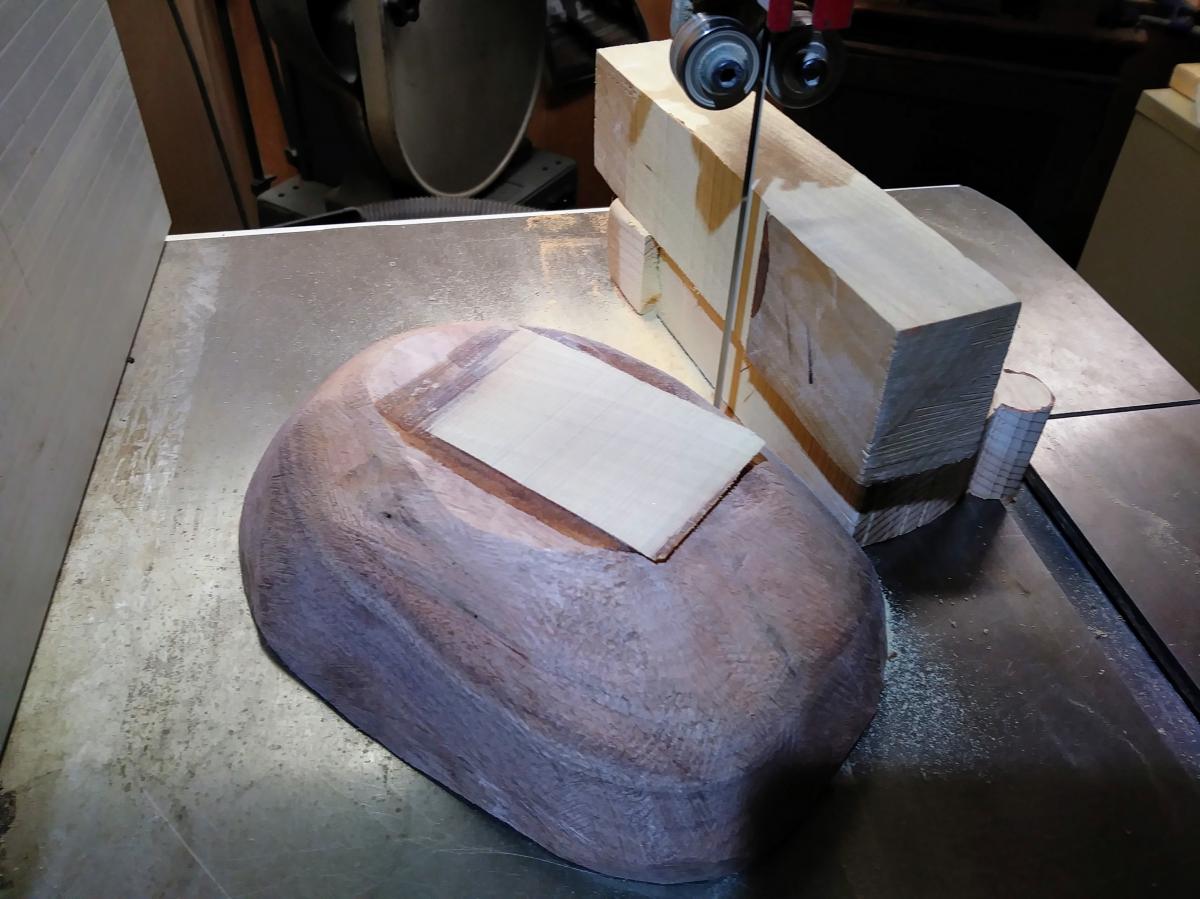 Now saw off the keel block.