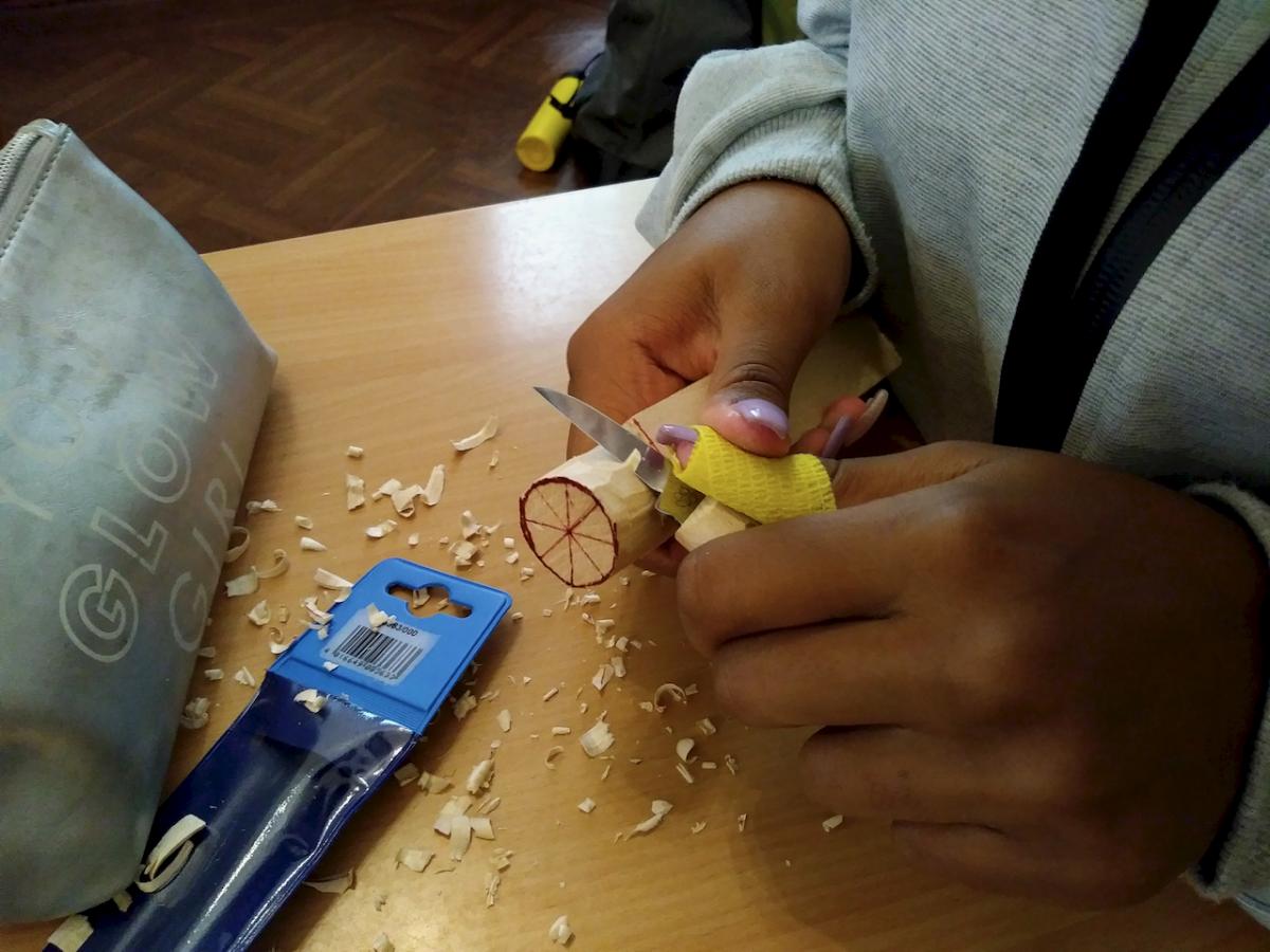 Using a Push Cut the students begun shaping the cylinder