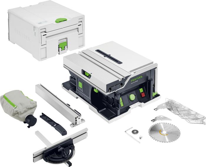  alt="CSC SYS 50 EBI-Basic. Includes: HW fine-tooth saw blade W42; rip fence; push stick; miter gauge; dust collection bag; riving knife; blade guard and splitter; hex key, WAF 6(no batteries) (#576821)"