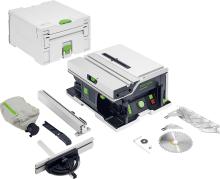 CSC SYS 50 EBI-Basic. Includes: HW fine-tooth saw blade W42; rip fence; push stick; miter gauge; dust collection bag; riving knife; blade guard and splitter; hex key, WAF 6(no batteries) (#576821)
